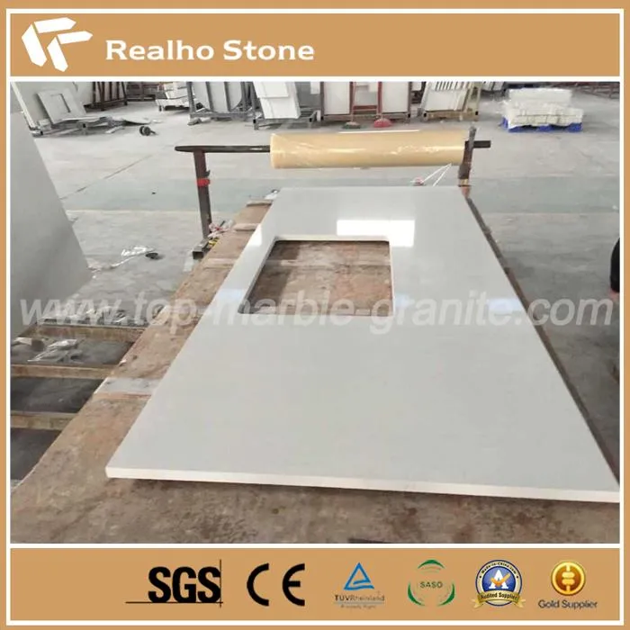 White Polished Laminated Artificial Quartz Stone Kitchen Countertops And Bathroom Vanity Tops Colors