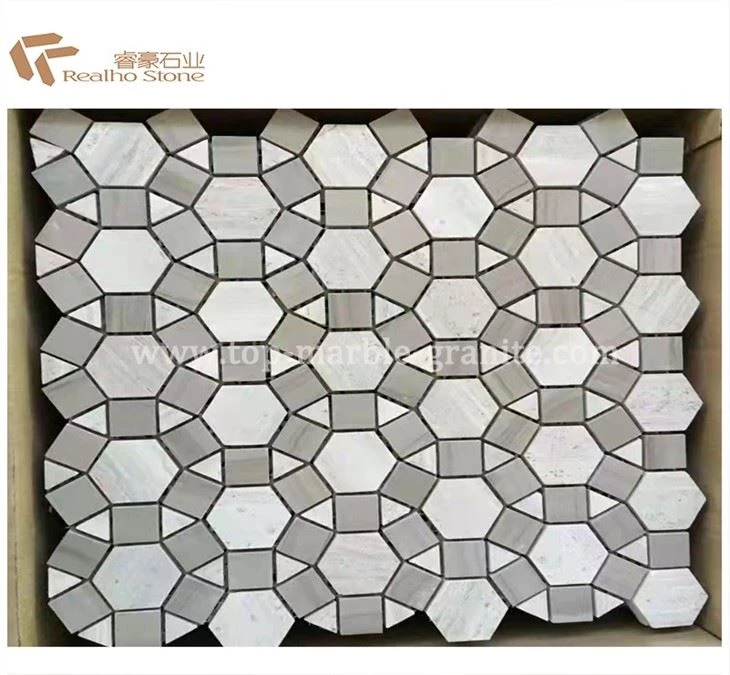 grey and white mosaic bathroom tiles