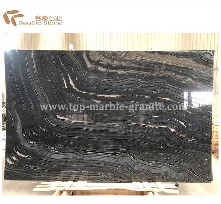 High Quality Ancient Wood Grain Marble Slab Polished