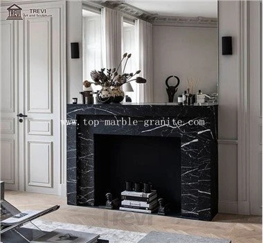 Llar de foc de marbre negre
